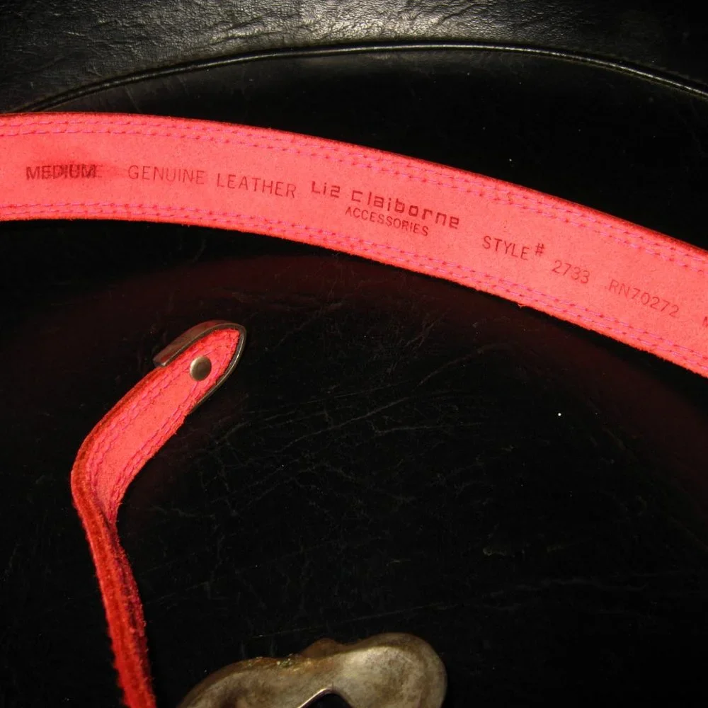 Liz Claiborne Red Suede Belt with Antique Brass Buckle
